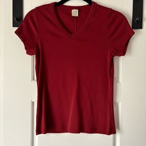 Flore Flore Jill V Neck Tee in Syrah